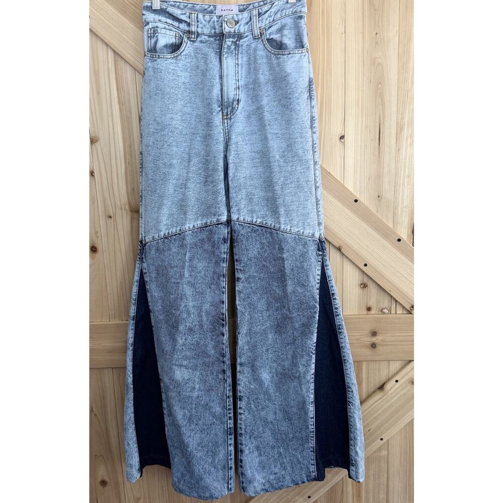 Kathe Zapata Boho Deconstructed Wide Leg High Rise Jeans ASO Instagram $378 Sz S